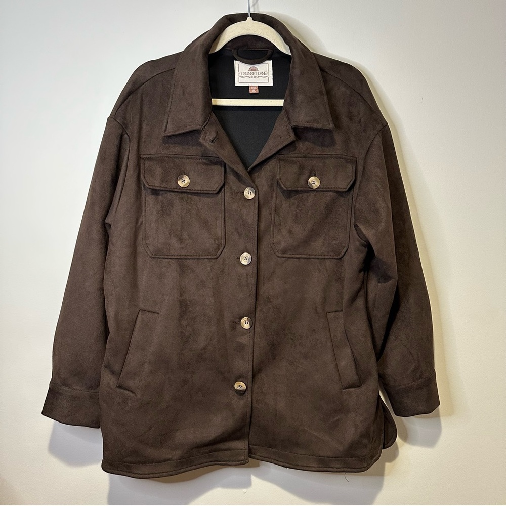 1 sunset lane brown shacket size extra large